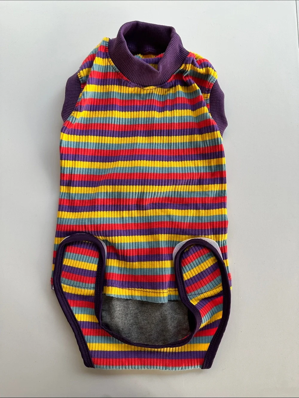 Recovery Surgery Suit for Dogs - Rainbow Stripe One-Piece Bodysuit, Spay/Neuter